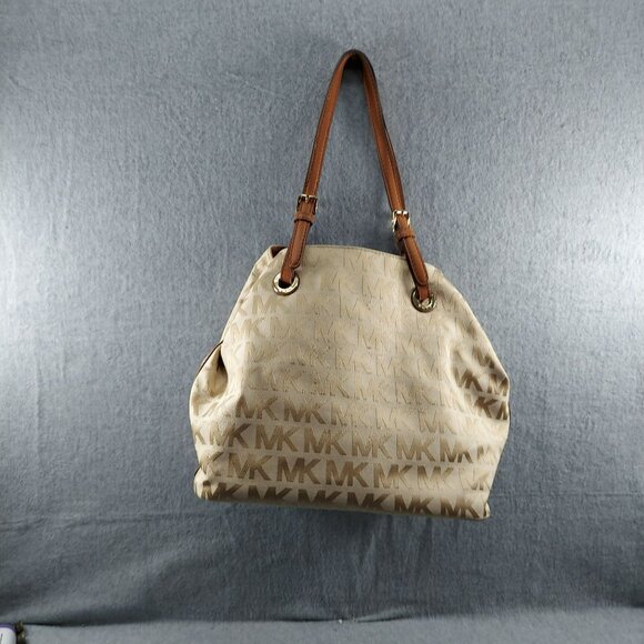 Michael Michael Kors Large Monogram Signature Beige & Brown Tote Bag - Picture 5 of 10